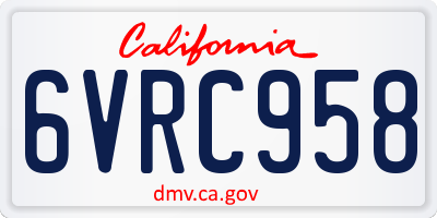 CA license plate 6VRC958