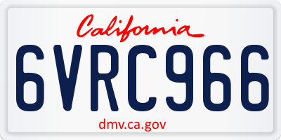 CA license plate 6VRC966