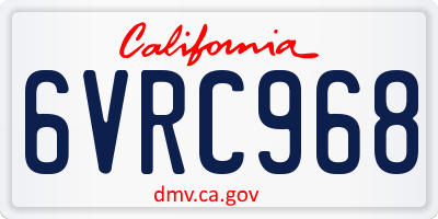 CA license plate 6VRC968