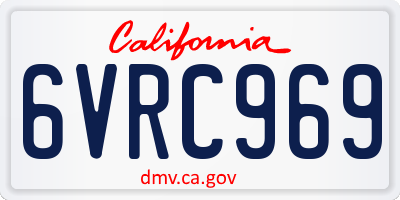 CA license plate 6VRC969