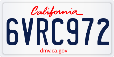 CA license plate 6VRC972