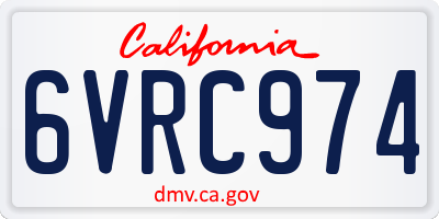 CA license plate 6VRC974