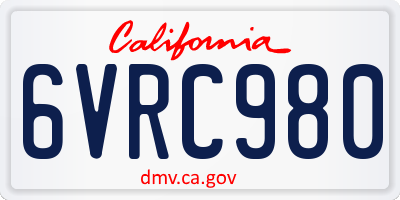 CA license plate 6VRC980