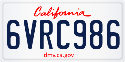 CA license plate 6VRC986
