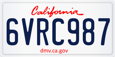 CA license plate 6VRC987