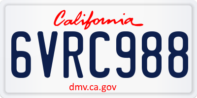 CA license plate 6VRC988