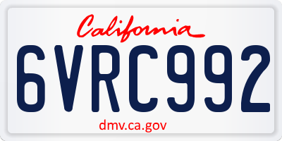 CA license plate 6VRC992