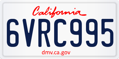 CA license plate 6VRC995