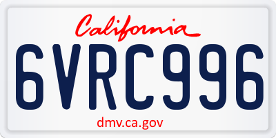 CA license plate 6VRC996
