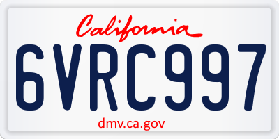 CA license plate 6VRC997