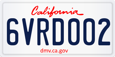 CA license plate 6VRD002