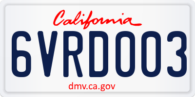 CA license plate 6VRD003
