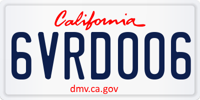 CA license plate 6VRD006