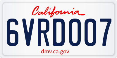 CA license plate 6VRD007
