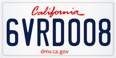 CA license plate 6VRD008