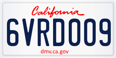 CA license plate 6VRD009