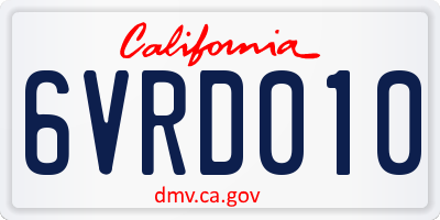 CA license plate 6VRD010