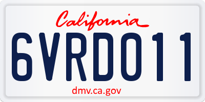 CA license plate 6VRD011