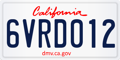 CA license plate 6VRD012