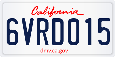 CA license plate 6VRD015