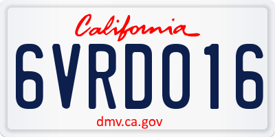 CA license plate 6VRD016
