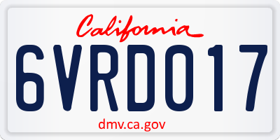 CA license plate 6VRD017
