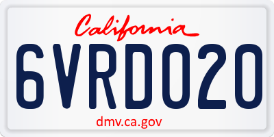 CA license plate 6VRD020