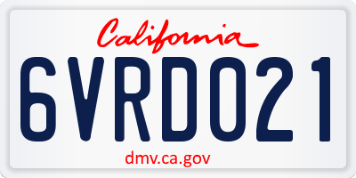 CA license plate 6VRD021