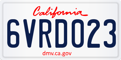CA license plate 6VRD023