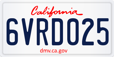 CA license plate 6VRD025