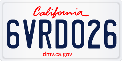 CA license plate 6VRD026
