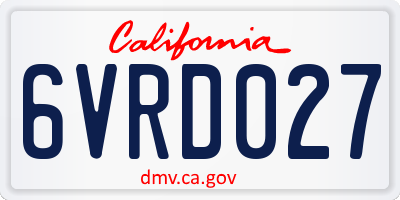 CA license plate 6VRD027