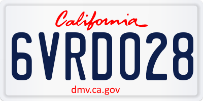 CA license plate 6VRD028