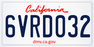 CA license plate 6VRD032