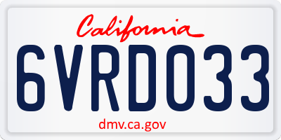 CA license plate 6VRD033