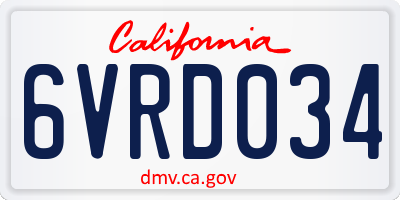 CA license plate 6VRD034