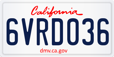 CA license plate 6VRD036