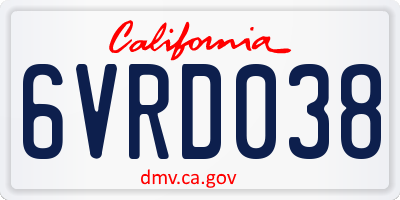 CA license plate 6VRD038