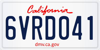 CA license plate 6VRD041