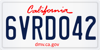 CA license plate 6VRD042