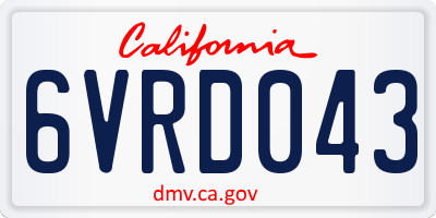 CA license plate 6VRD043