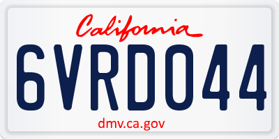 CA license plate 6VRD044