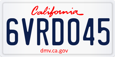 CA license plate 6VRD045