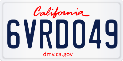 CA license plate 6VRD049