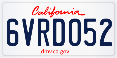 CA license plate 6VRD052