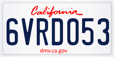 CA license plate 6VRD053