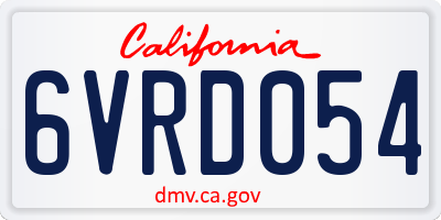 CA license plate 6VRD054