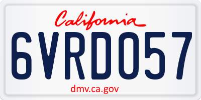 CA license plate 6VRD057