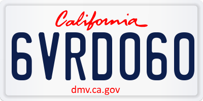 CA license plate 6VRD060