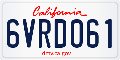 CA license plate 6VRD061
